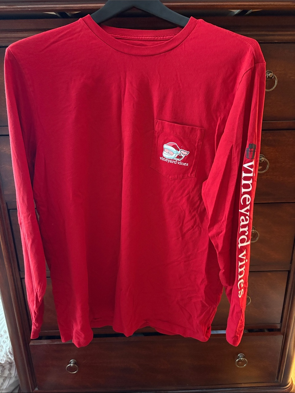 Vineyard Vines Men’s Long-Sleeve Christmas Pocket Tee - Red